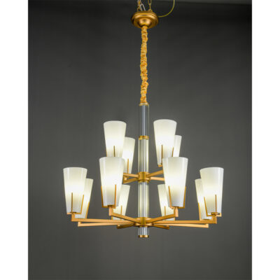 Golden White Glass Multiple Layer Chandelier
