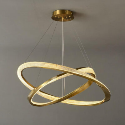 Golden Embrace Intertwined Ring Pendant Light