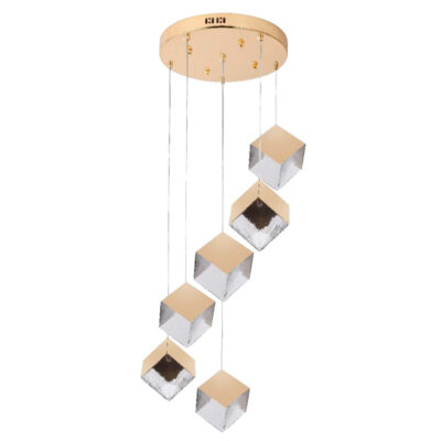 Golden Cube Cascade Chandelier
