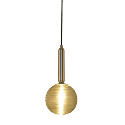 Amber Ribbed Orb Pendant Light