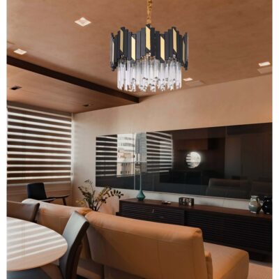 Black and Gold Crystal Prism Chandelier