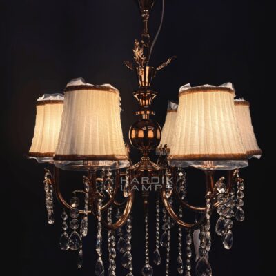 Vintage Muse Brass Crystal Fabric Chandelier