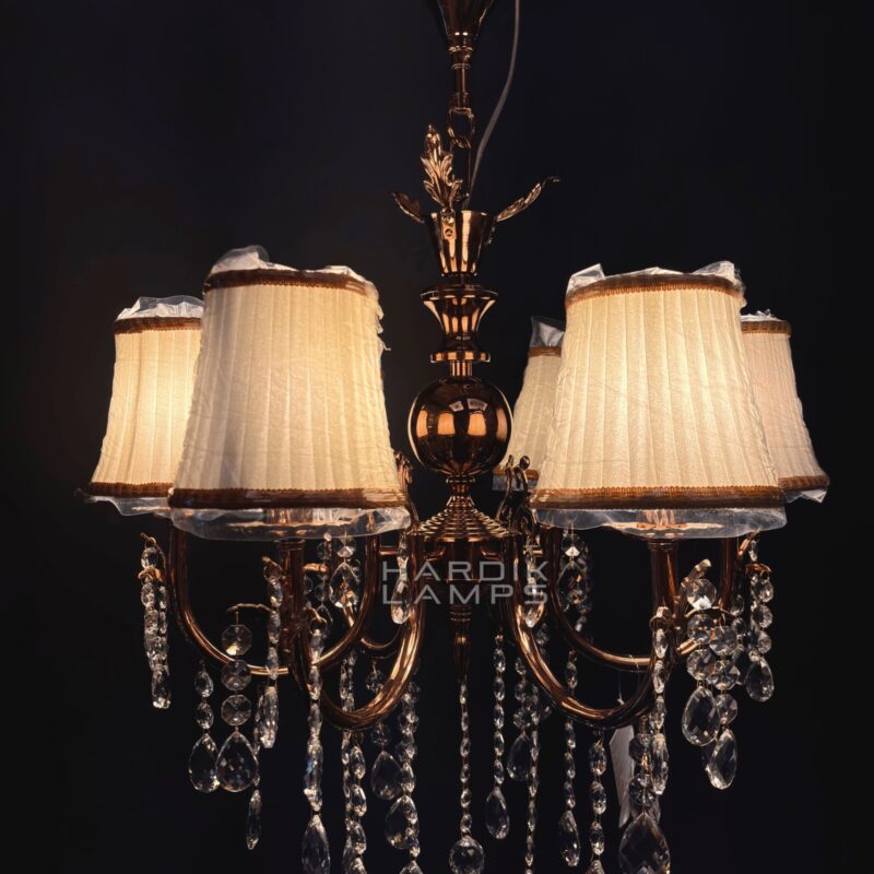 Vintage Muse Brass Crystal Fabric Chandelier