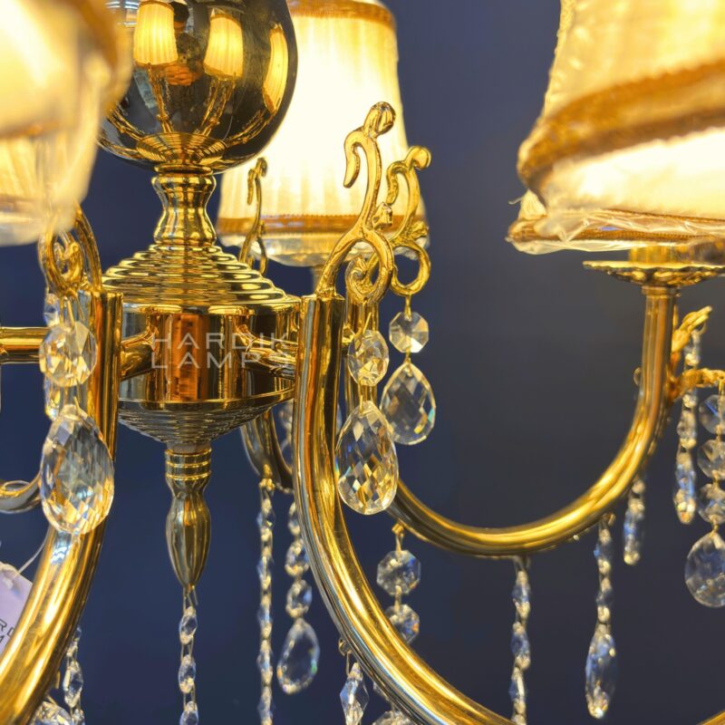 Whispers of Gold Brass Crystal Chandelier - Image 3
