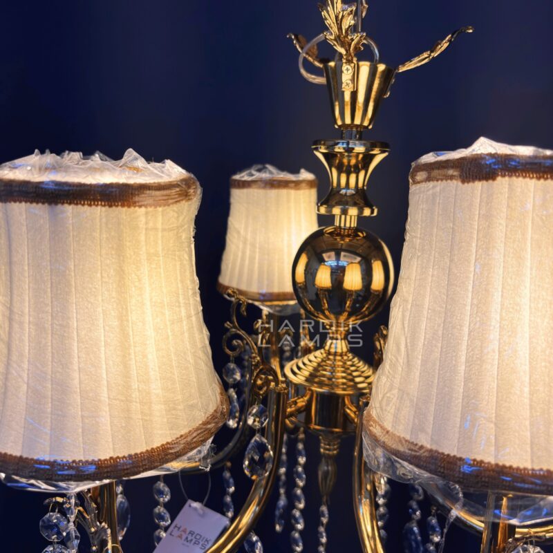 Whispers of Gold Brass Crystal Chandelier - Image 4