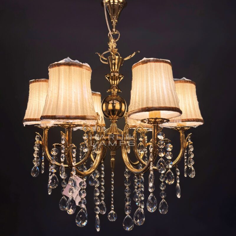 Whispers of Gold Brass Crystal Chandelier - Image 5