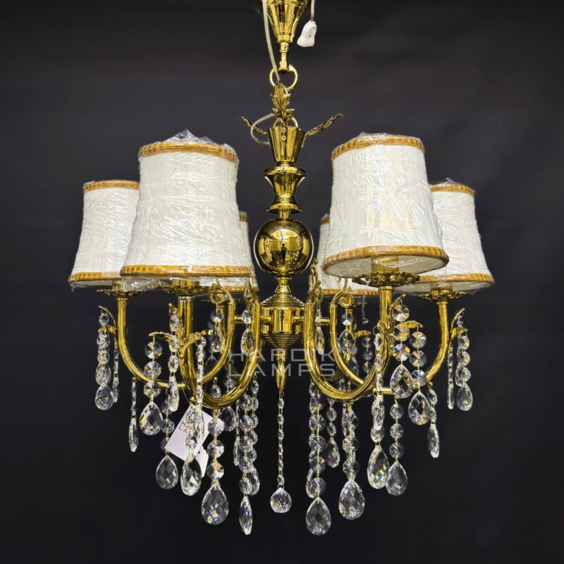 Whispers of Gold Brass Crystal Chandelier - Image 6