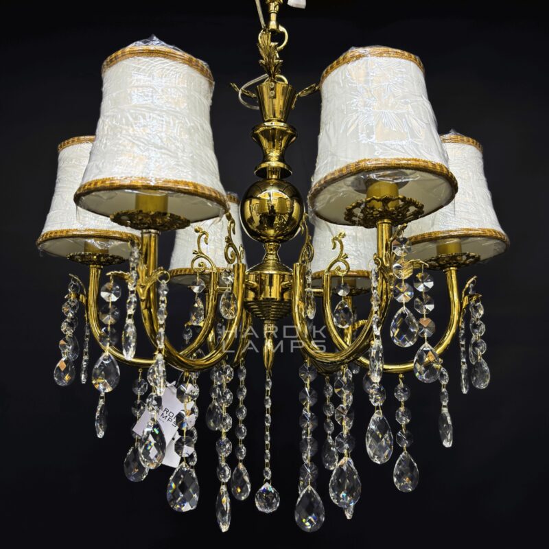 Whispers of Gold Brass Crystal Chandelier - Image 7
