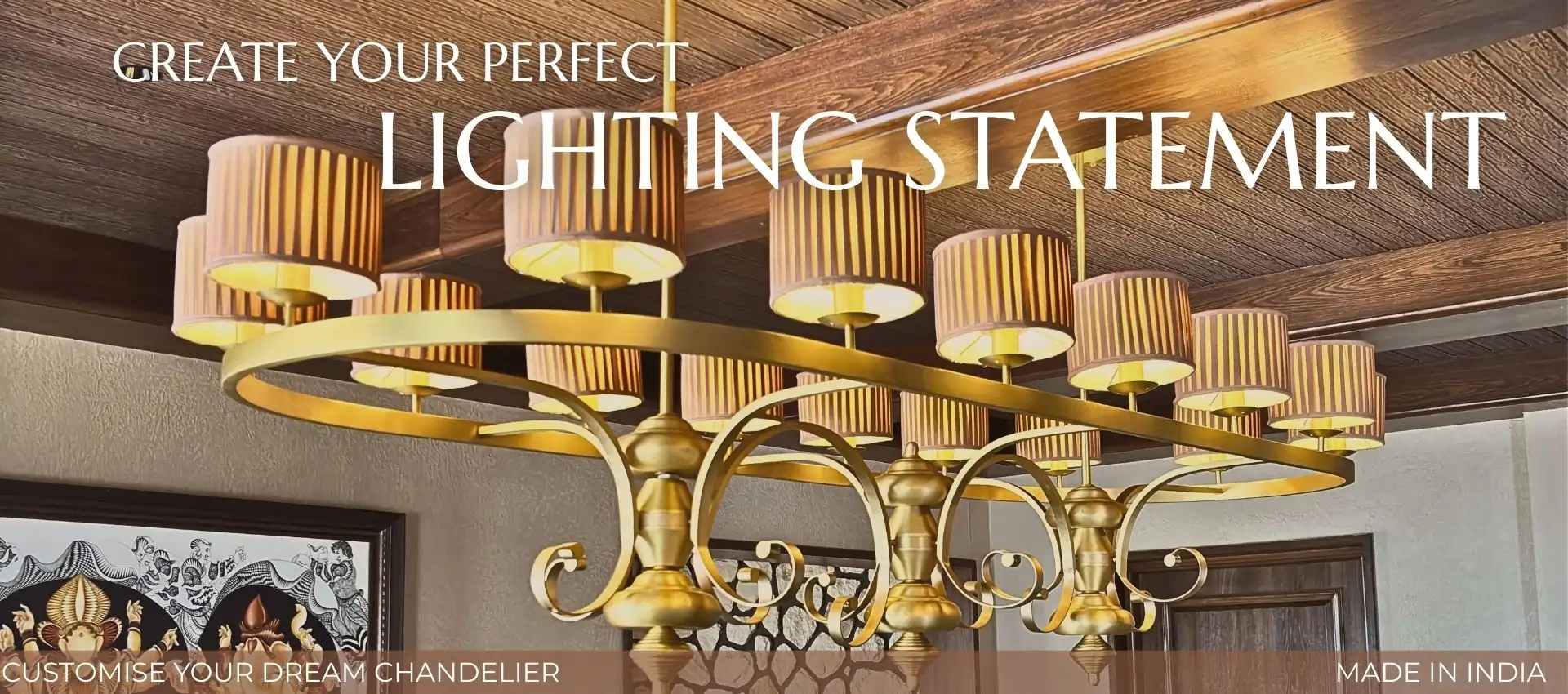 Luxury Lighting in India, Luxury chandelier glowing in a modern living room – Inara Lighting